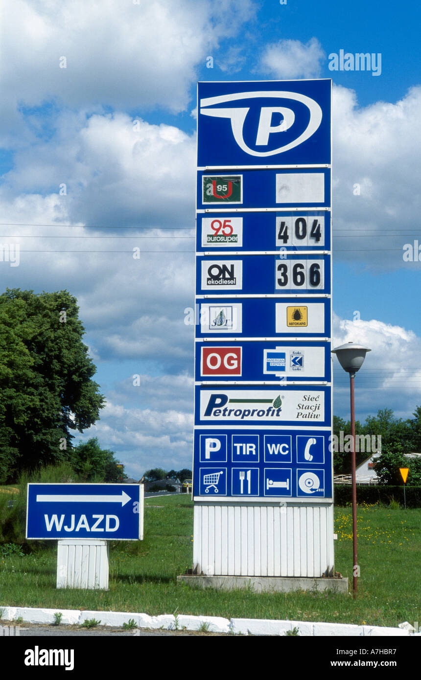 Krakow District, Sign For Petrol Station Stock Photo Alamy