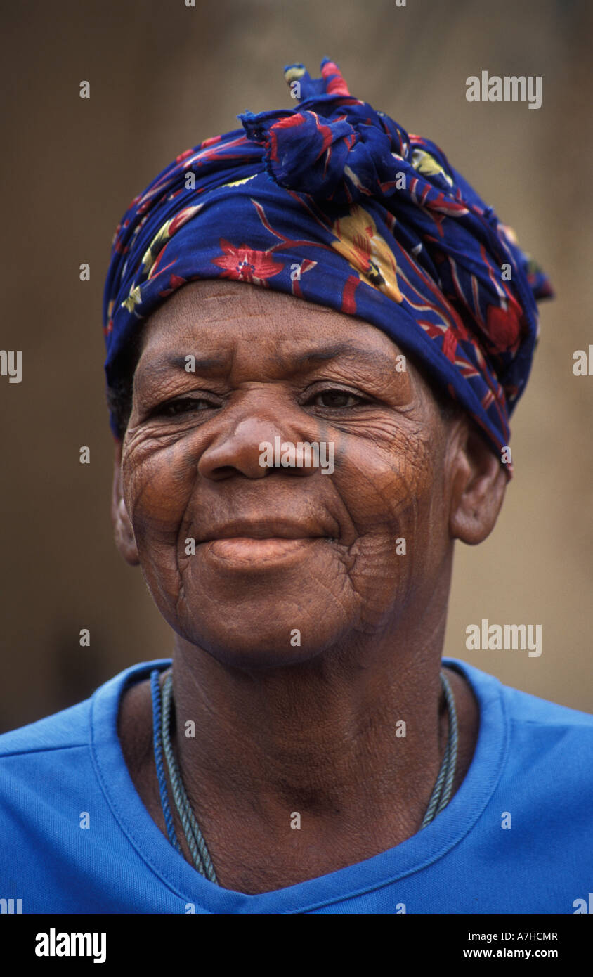 woman with tribal facial scarring, Sirigu, Upper East region, Ghana Stock Photo