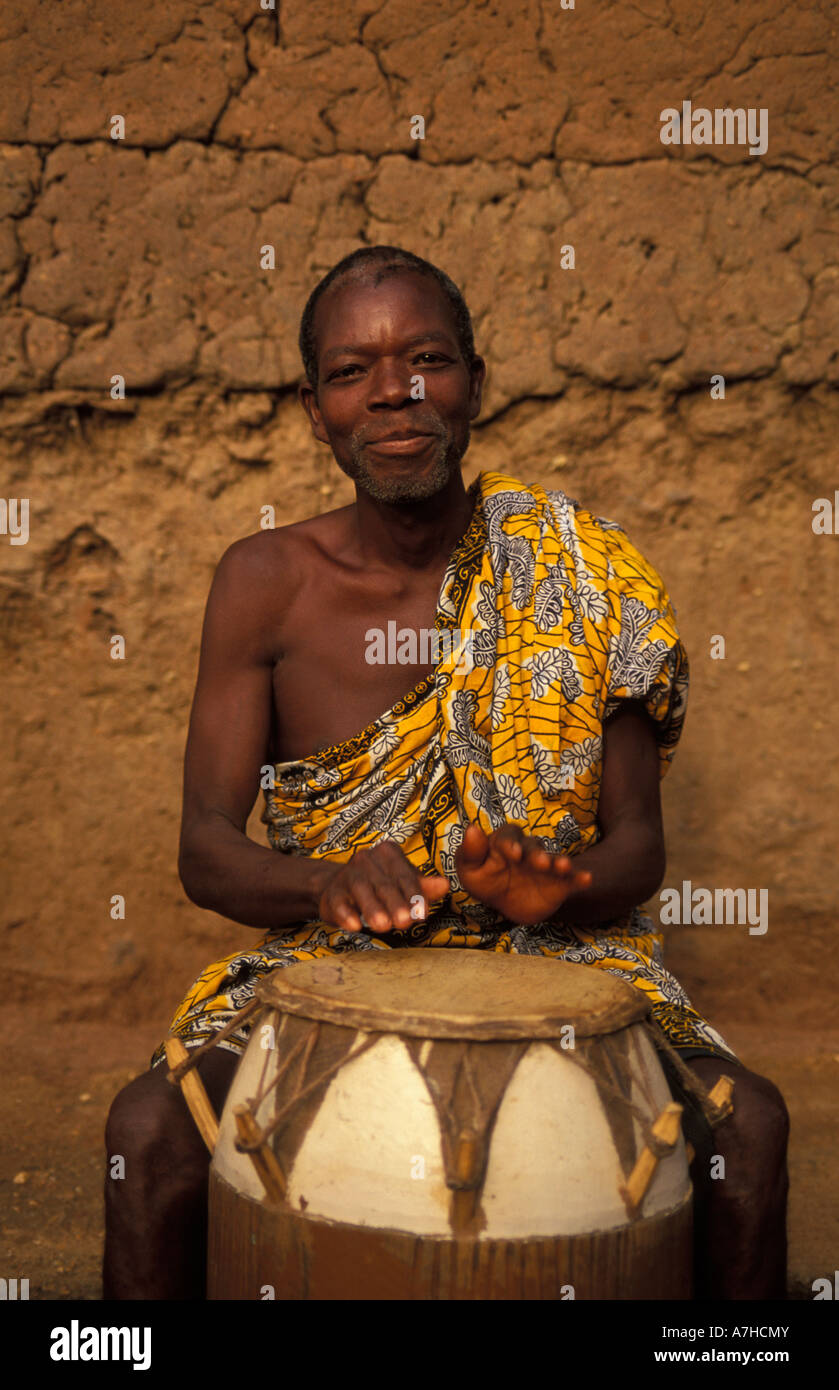 Traditional drummer, Tafi Atome, Volta region, Ghana Stock Photo