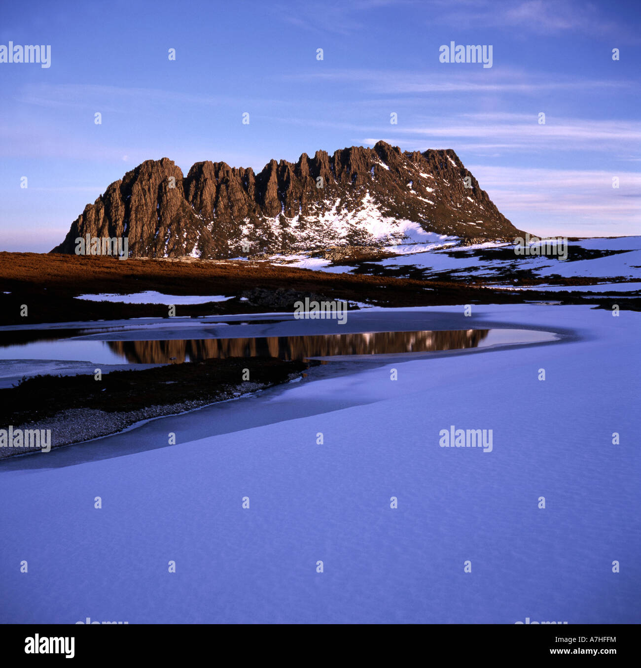 Cradle Mountain in late evening light during spring Cradle Mountain