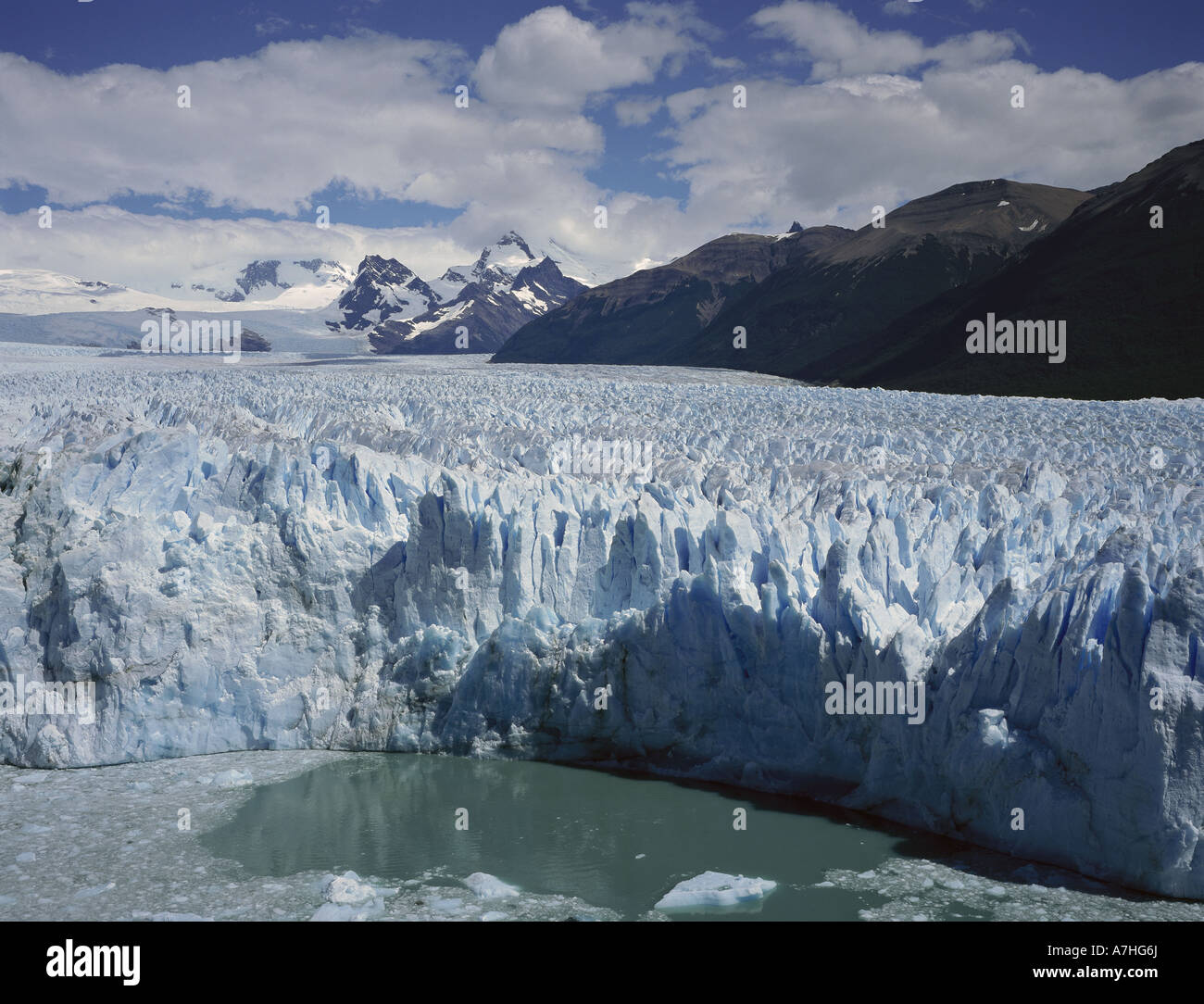 Perito Moreno Glacier part of the Campo del Hielo Sur World Heritage Area Parque Nacional Los Glaciares Argentina Stock Photo