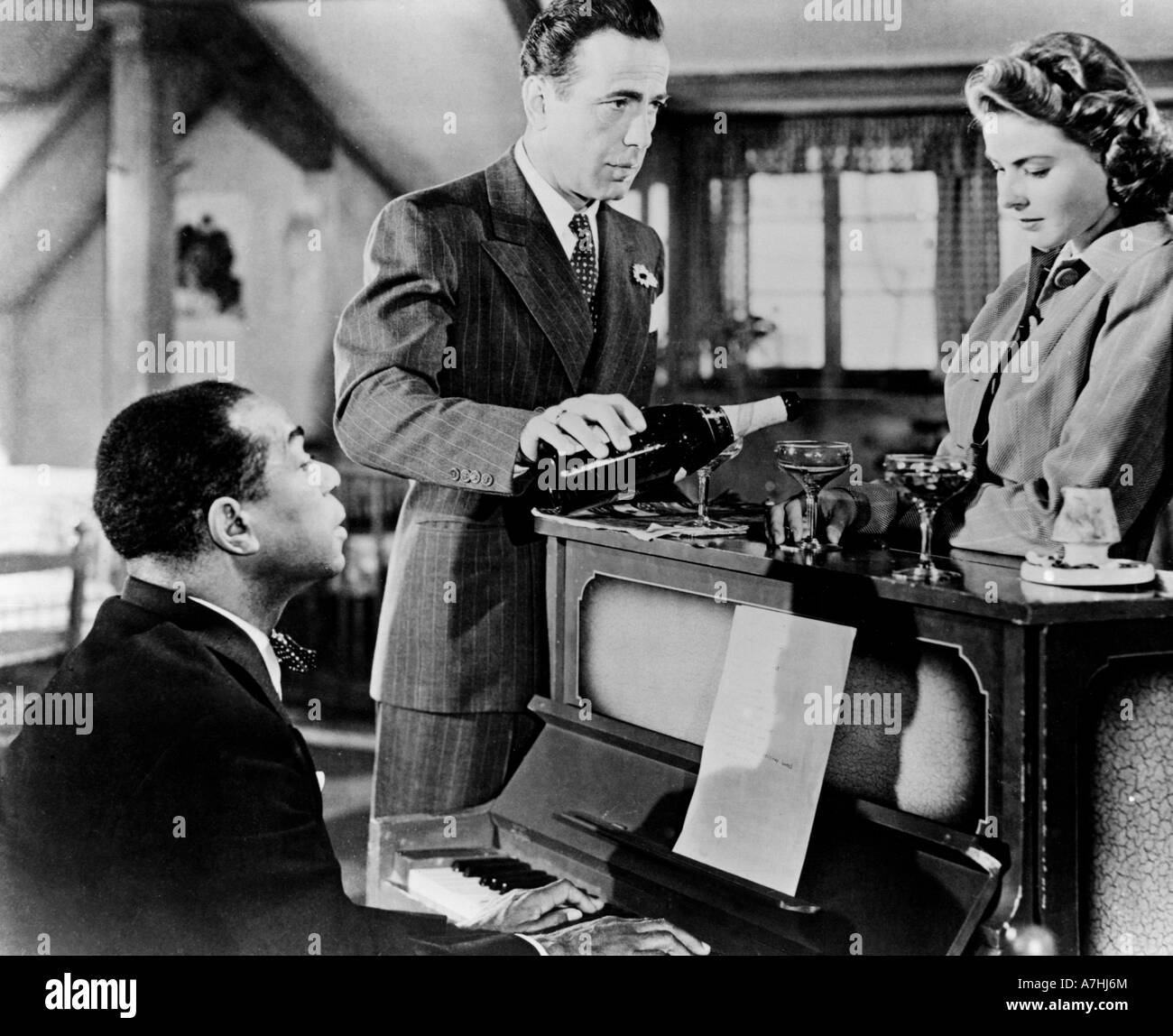 CASABLANCA 1942 Warner film with from left Dooley Wilson, Humphrey Bogart and Ingrid Bergman Stock Photo