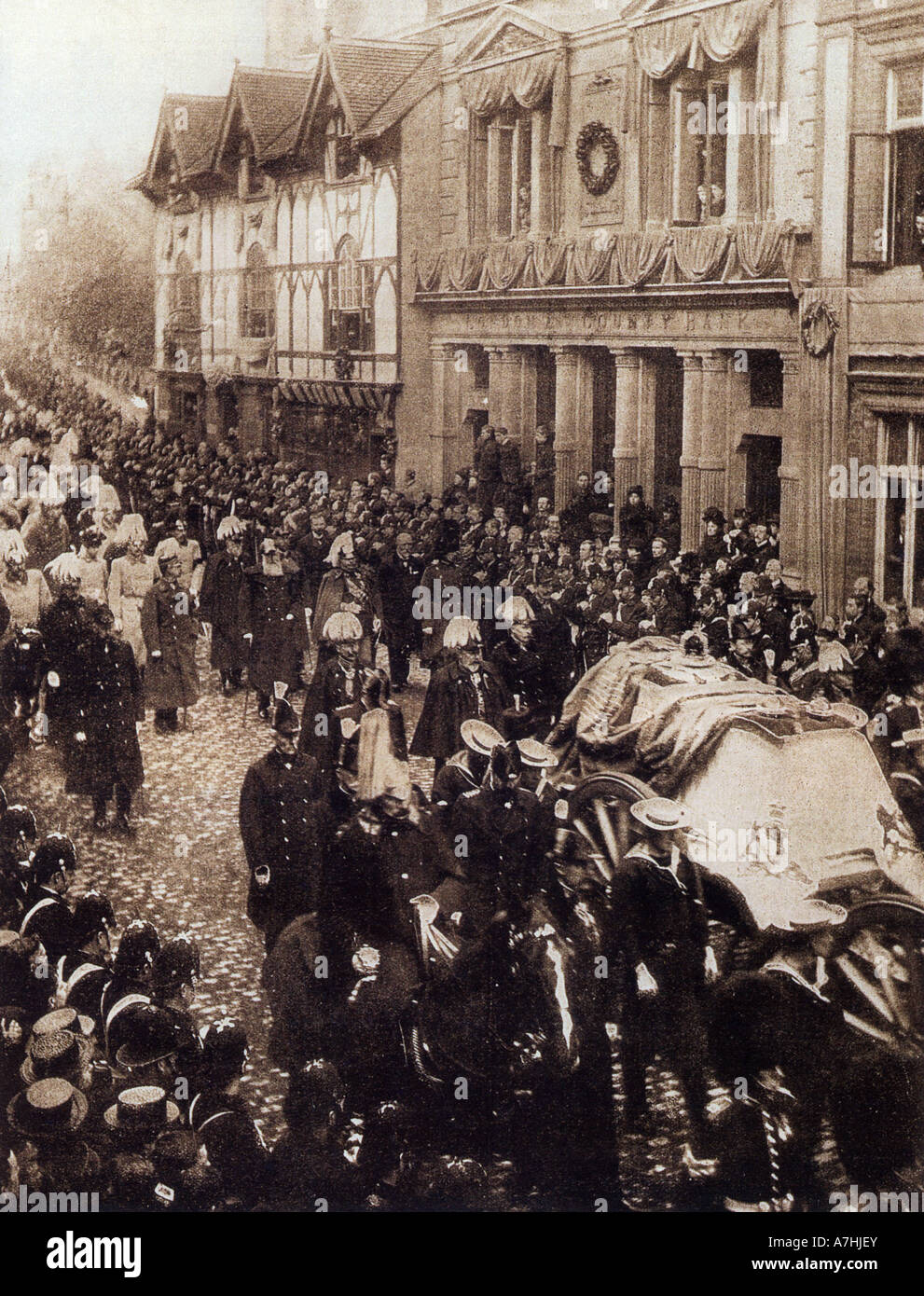 QUEEN VICTORIA  Her funeral cortege passes down Windsor High Street in 1901 Stock Photo