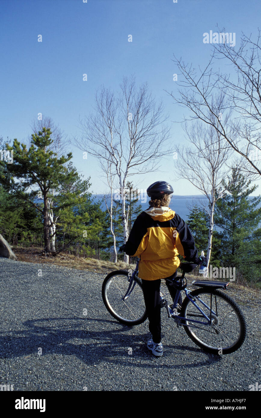 North America, US, ME, Biking. Paradise Hill, overlooking Frenchman Bay