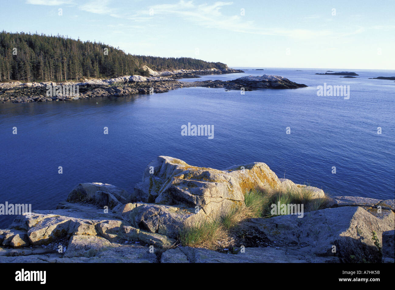 North America, US, ME, Isle Au Haut. Ebens Head. Penobscot Bay. Stock Photo