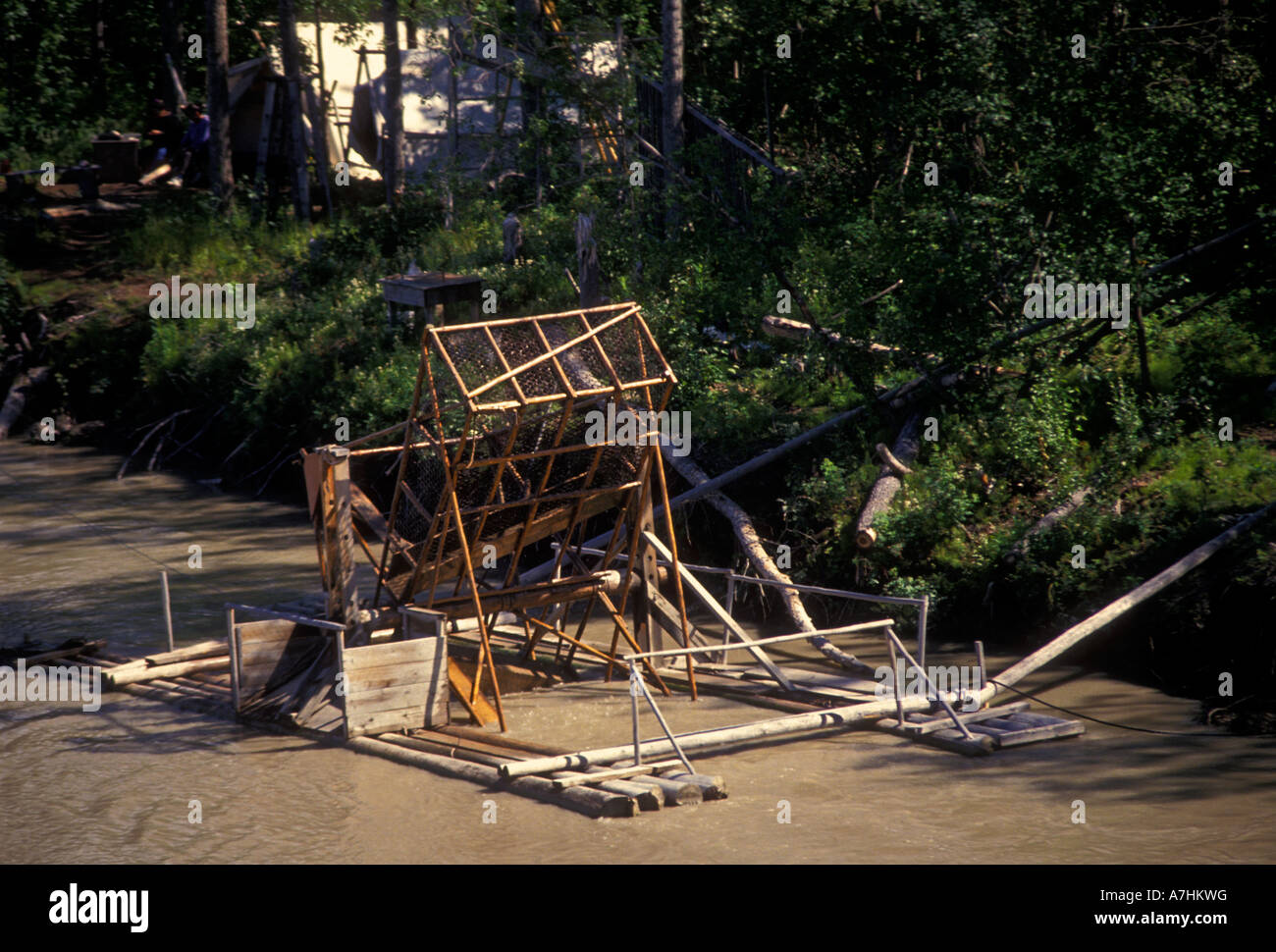 fish wheel, catching fish, Tanana River, Old Chena Indian Village