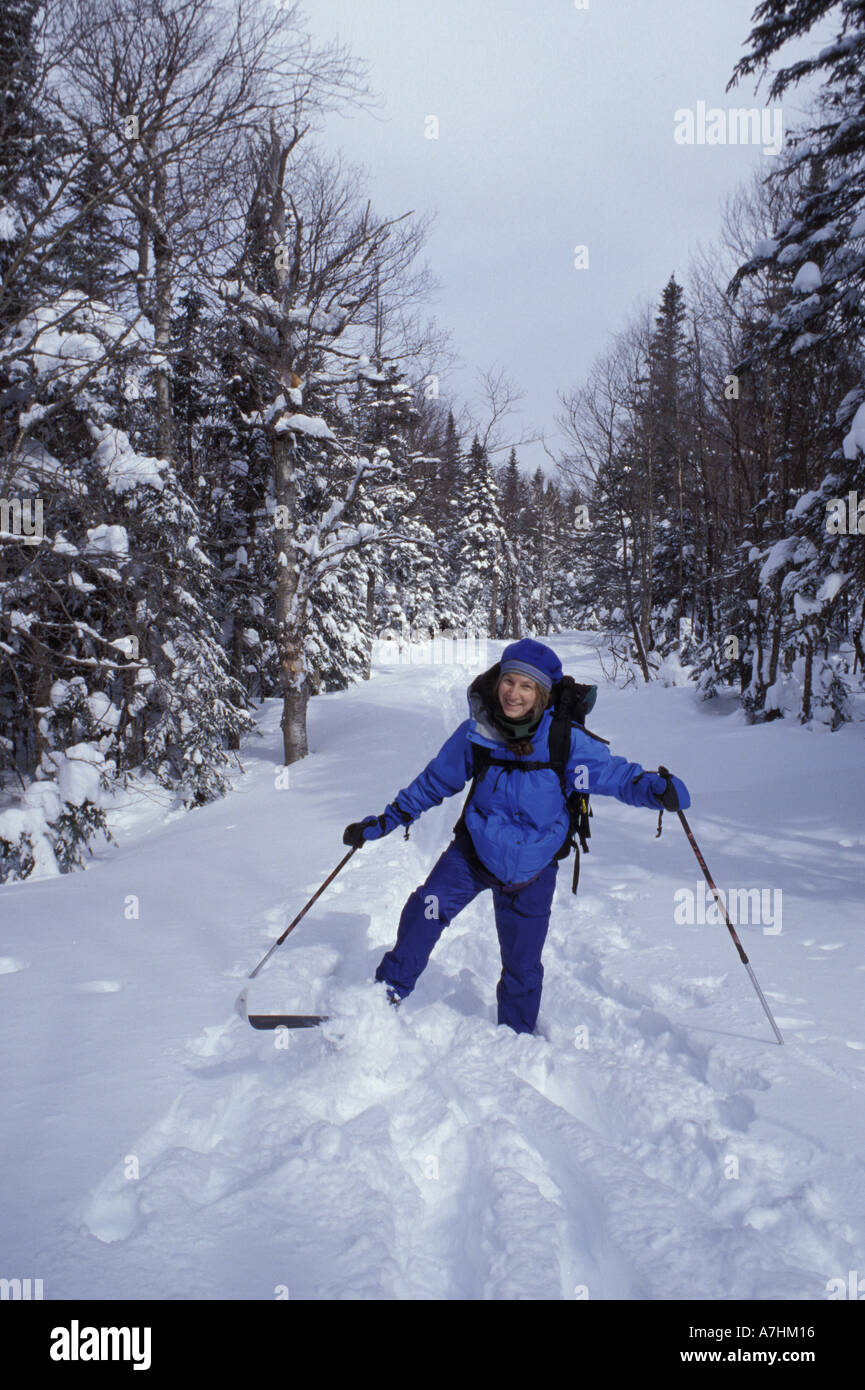 North America, US, ME, Backcountry skiing on Maine's Saddleback Mountain. Northern Forest. (MR