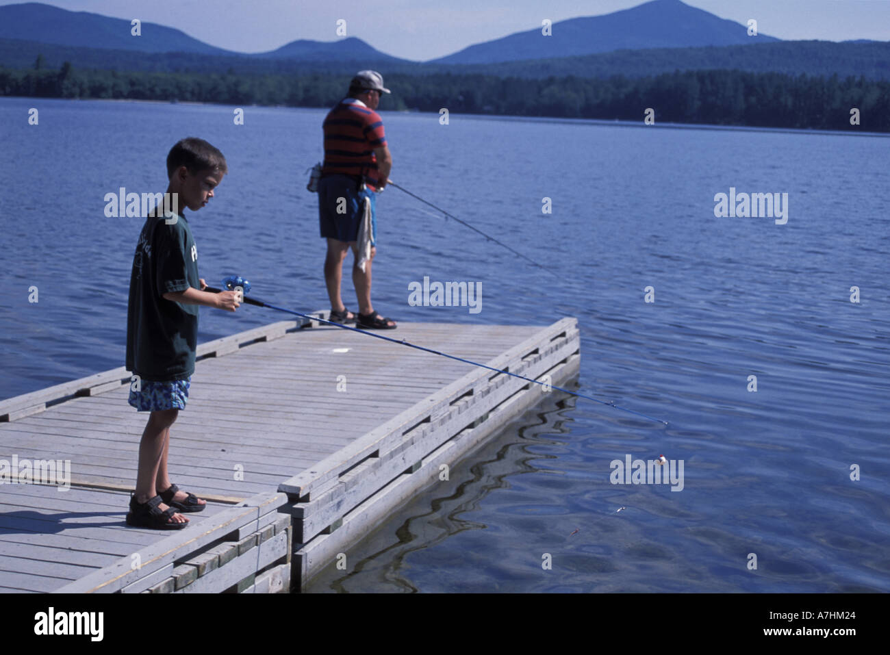 North America, US, ME, Fishing in b Lake in Mt. Blue State Park