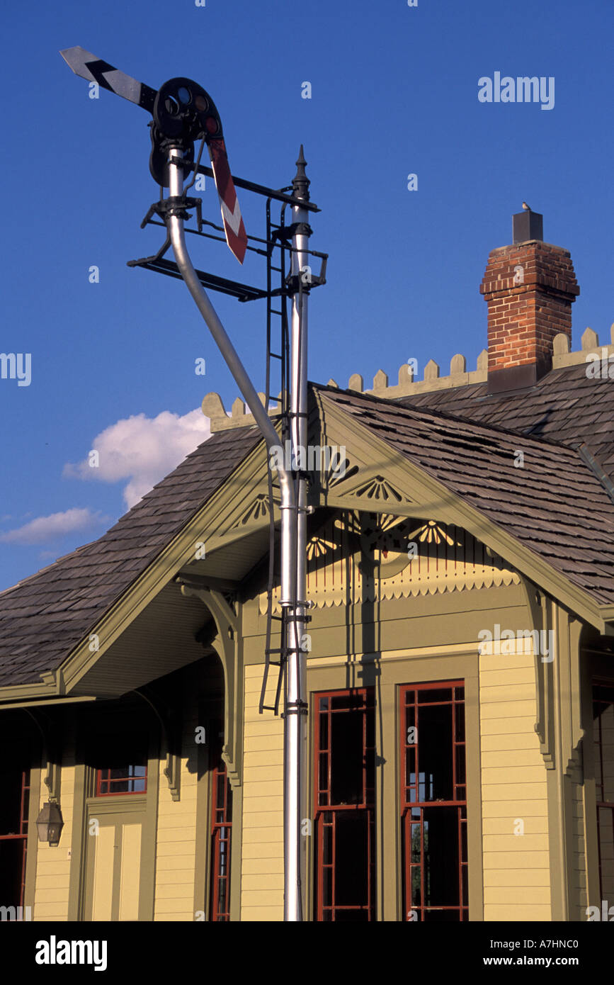 Missouri, St Charles, restored train depot along Katy Trail State Park