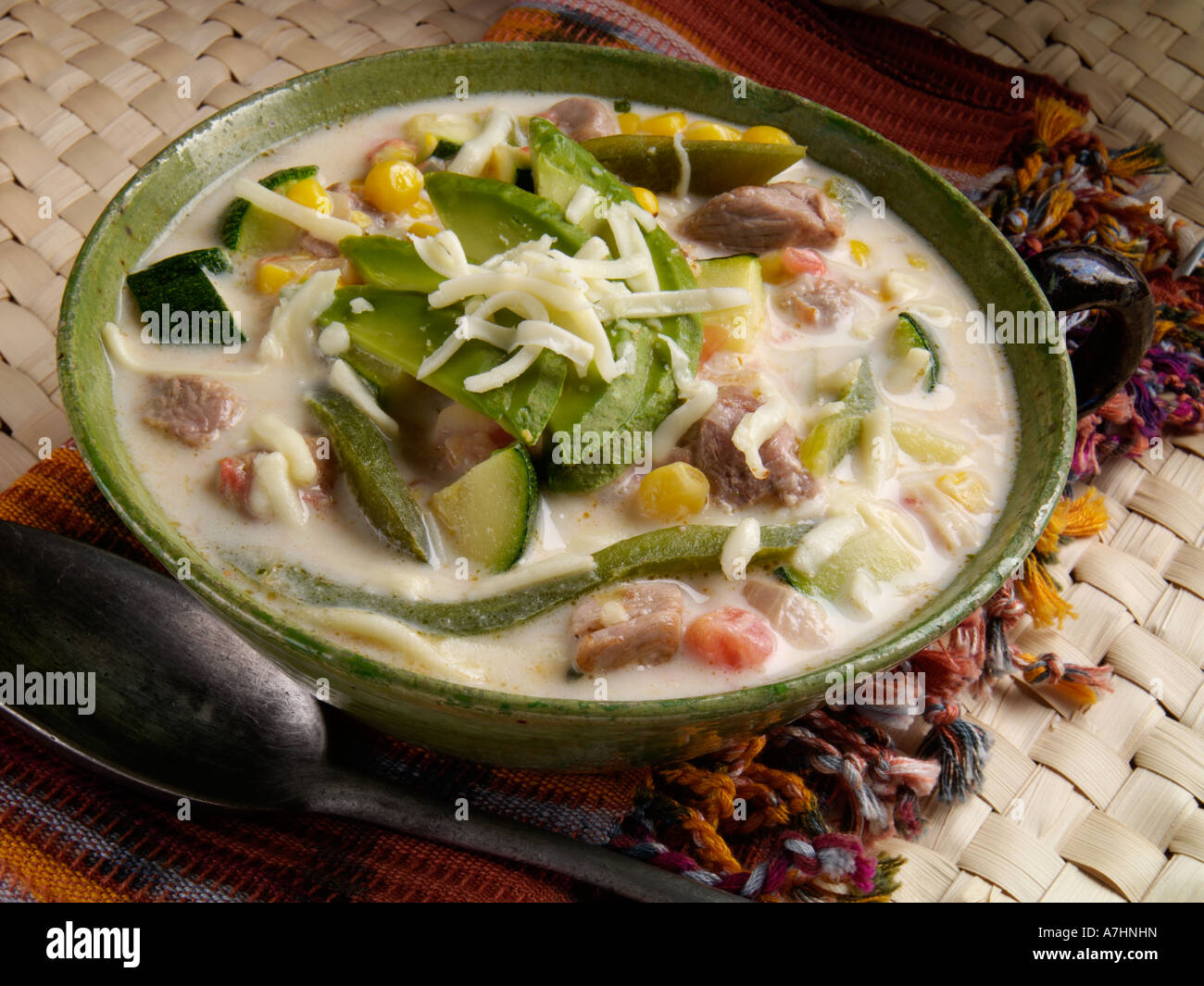 Mexican spicy pork soup editorial food Stock Photo