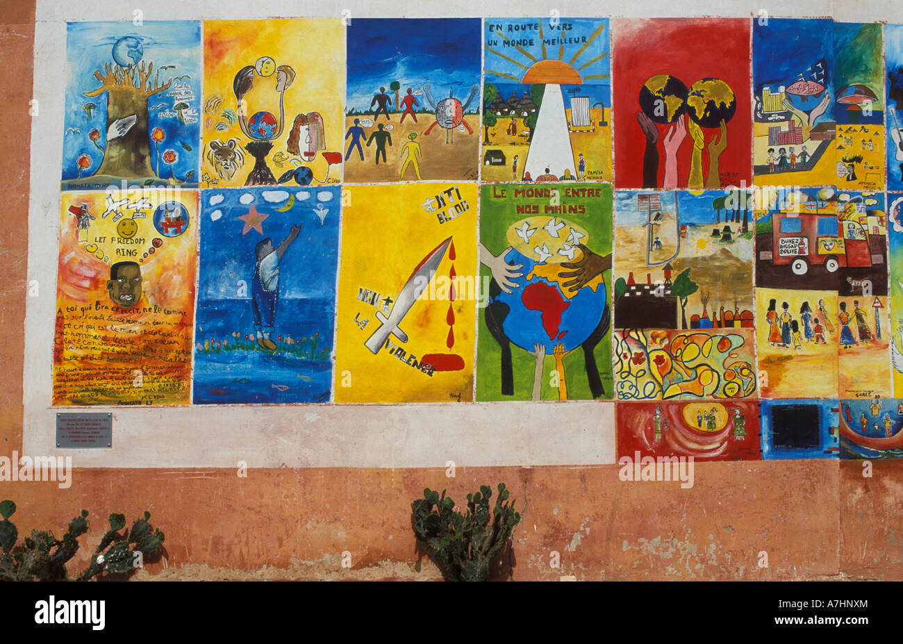 wall painting Goree Island Senegal Stock Photo