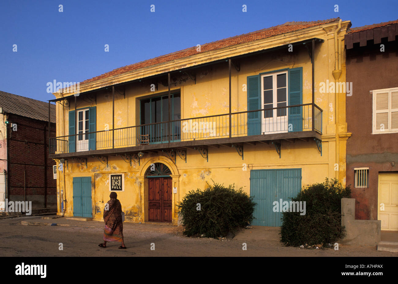 Renovated old colonial building St Louis Senegal Stock Photo