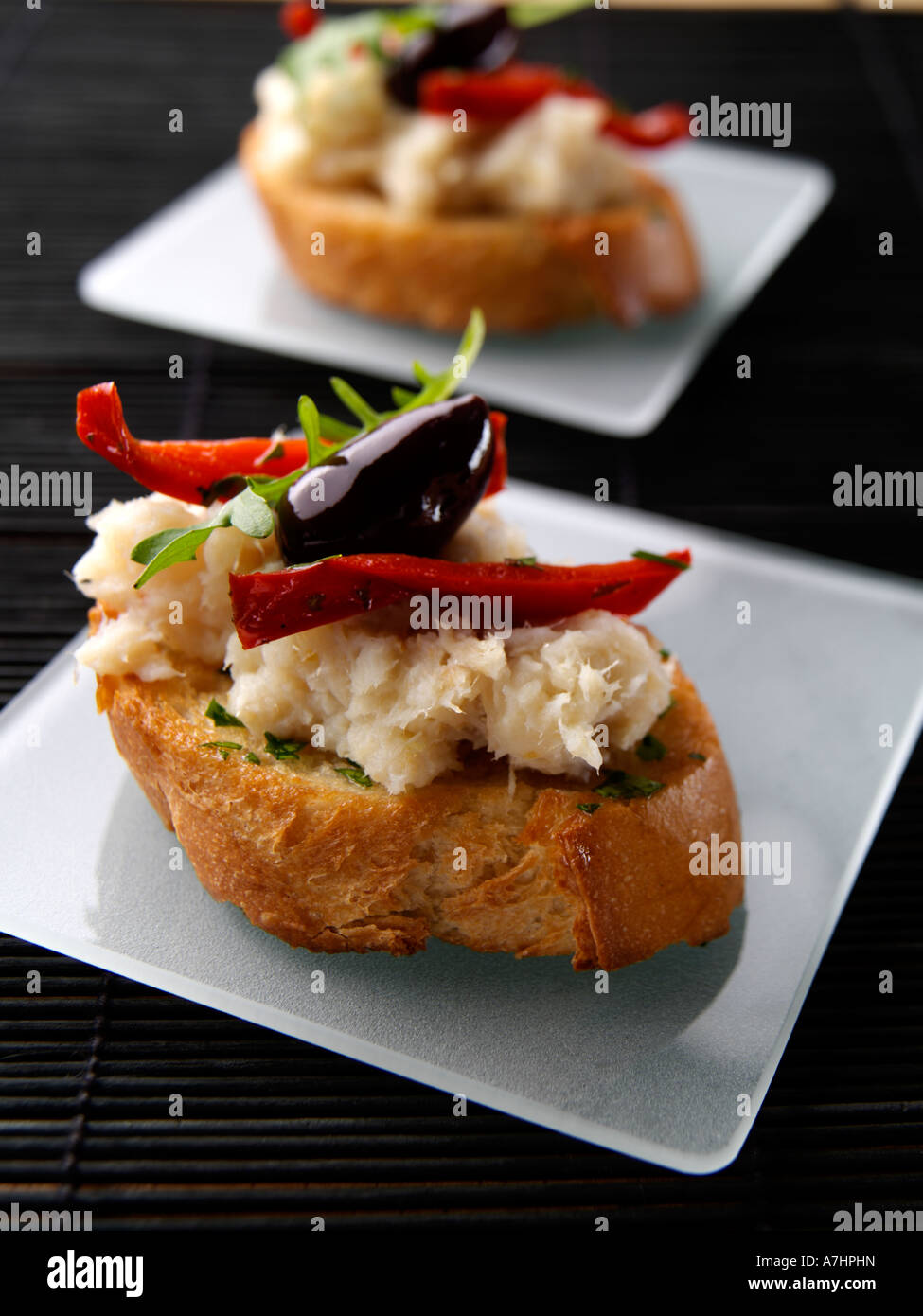 Brandade of salted cod bruschetta editorial food Stock Photo Alamy