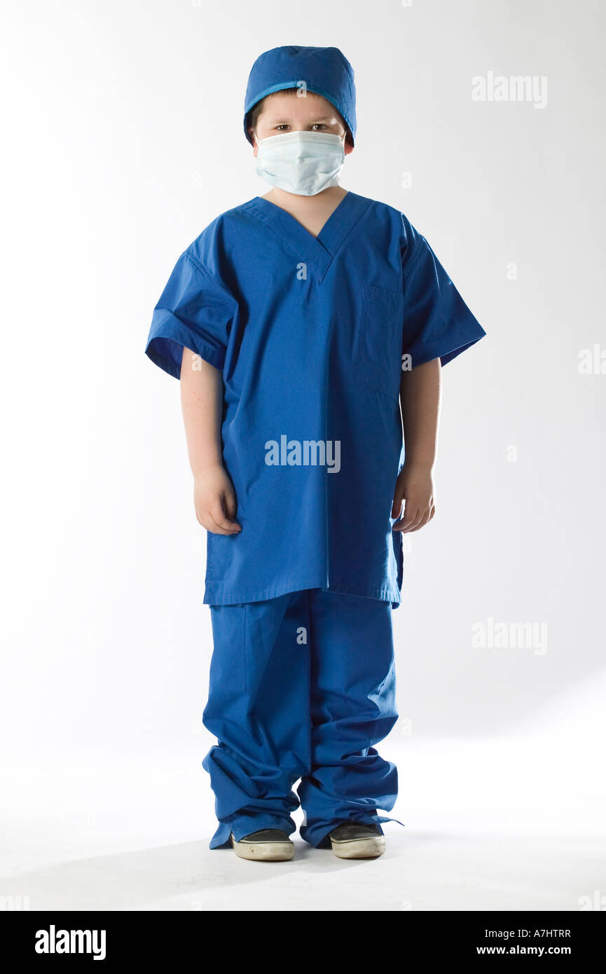 Young boy in medical scrubs Stock Photo Alamy