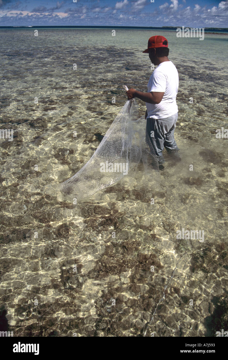 net fisherman in the Marshall Islands Western Pacific Stock Photo