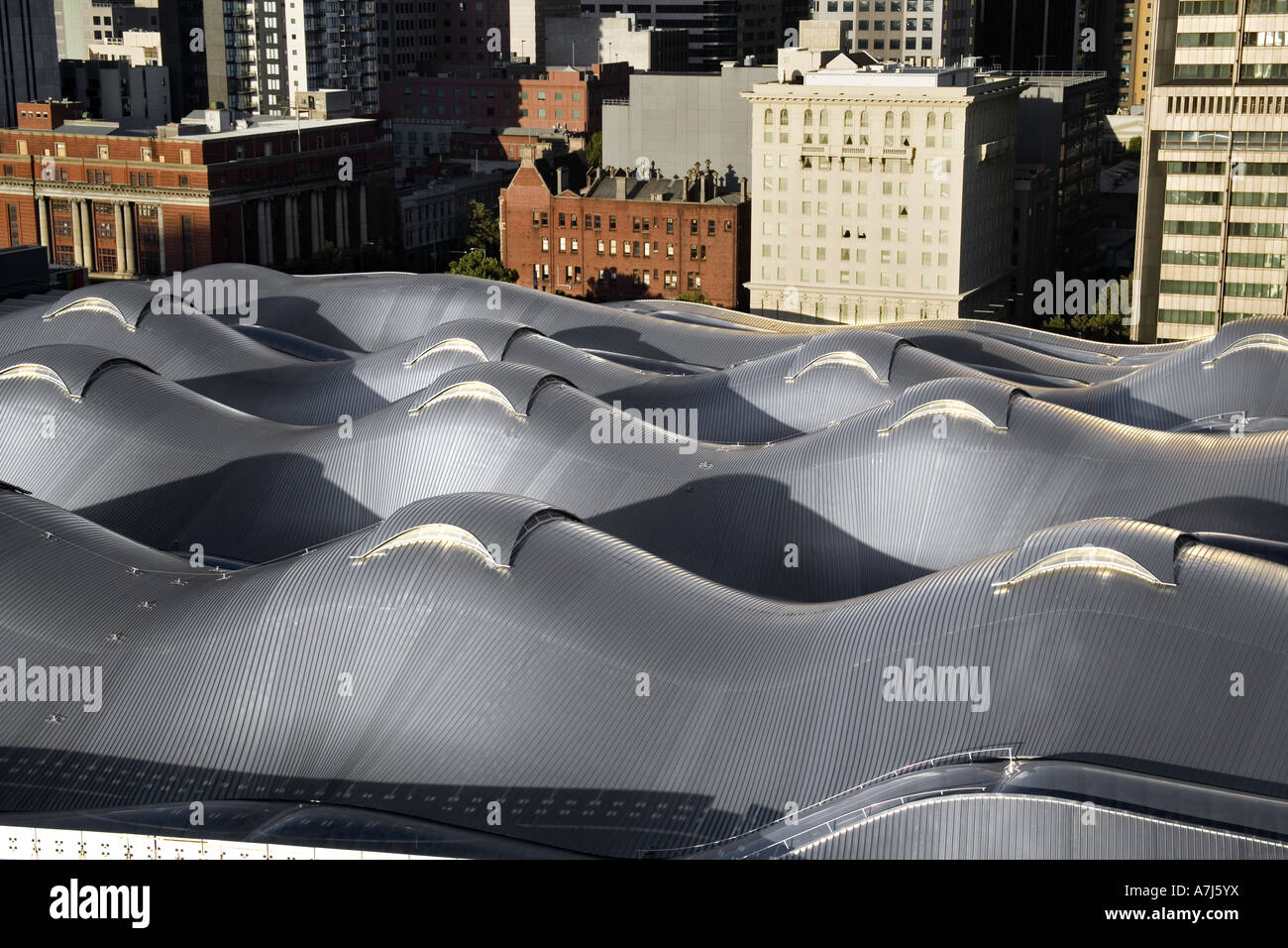 Southern Cross Station roof, formerly Spencer Street Station, Melbourne Architect: Grimshaw Architects Stock Photo