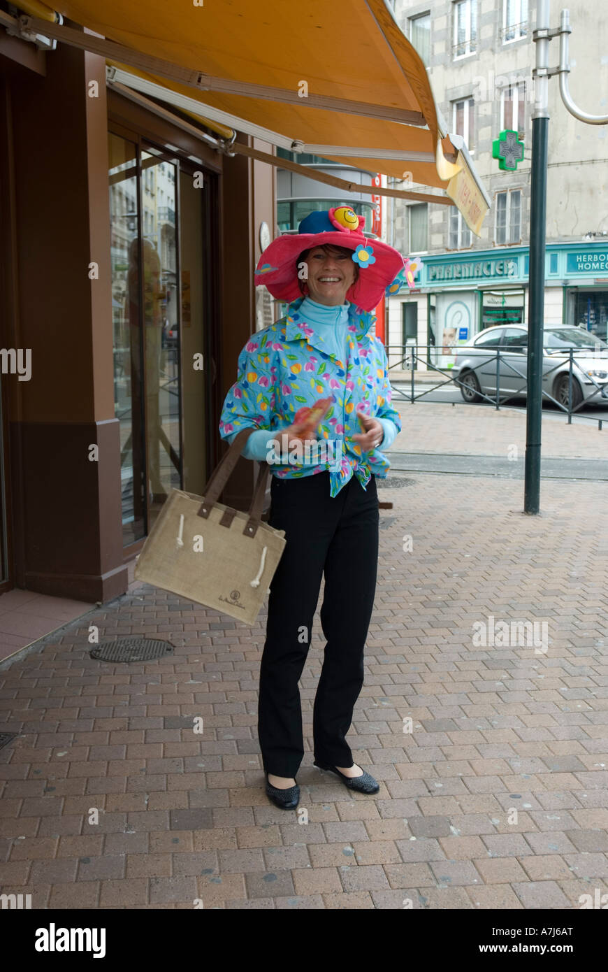 Leaflet distributer Granville, Normandy, France Stock Photo