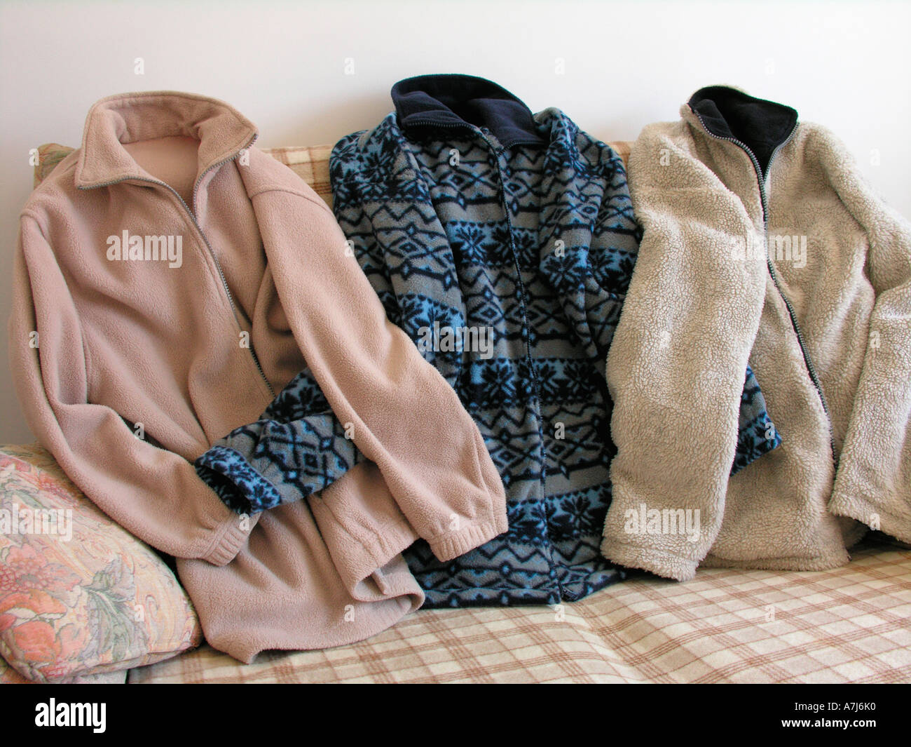 fleece jackets made from recycled matter Stock Photo Alamy