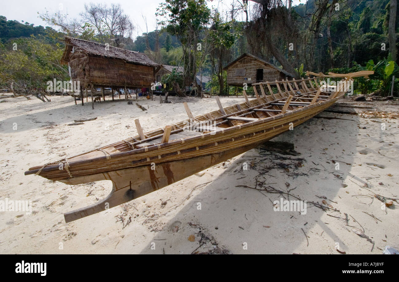 A traditional Moken sea gypsy house boat on Ko Surin Thai Island in
