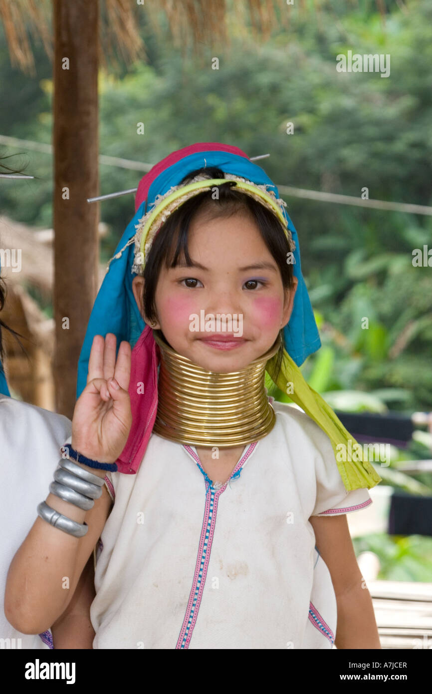 Long neck people in Shang Mai province Thailand Stock Photo Alamy
