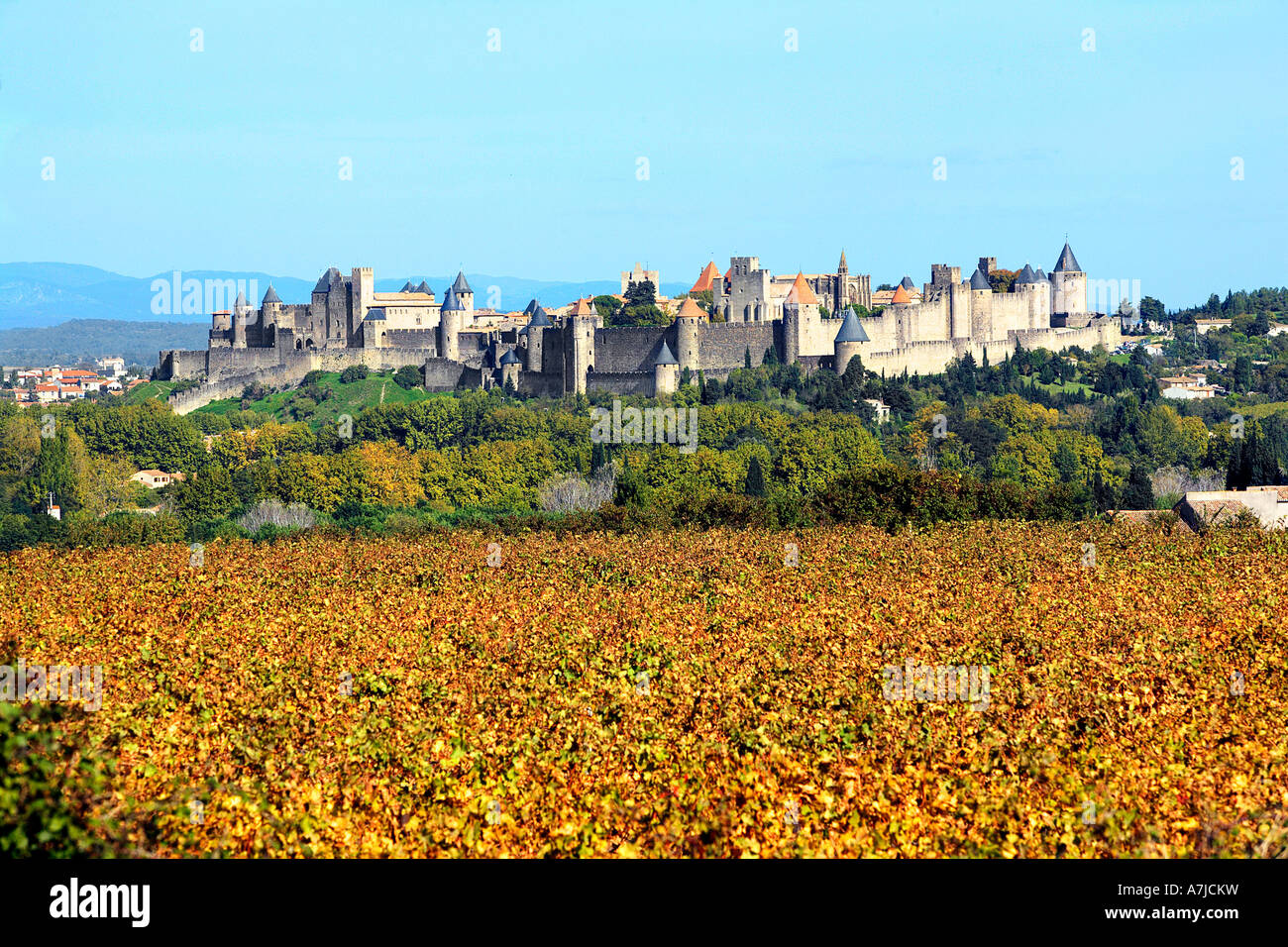 The city of Carcassonne in autumn. Stock Photo