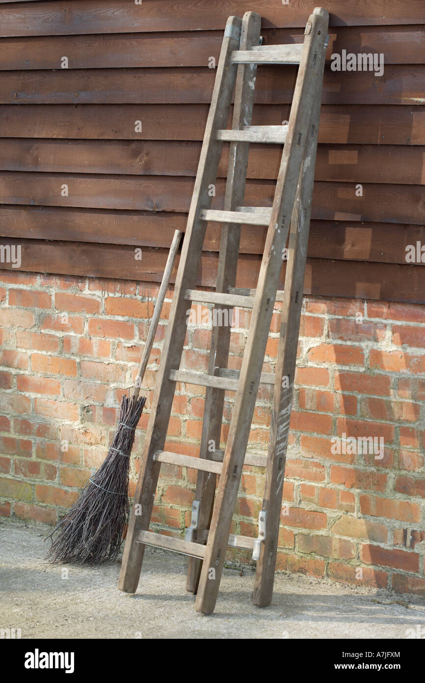broomstick and ladder Stock Photo