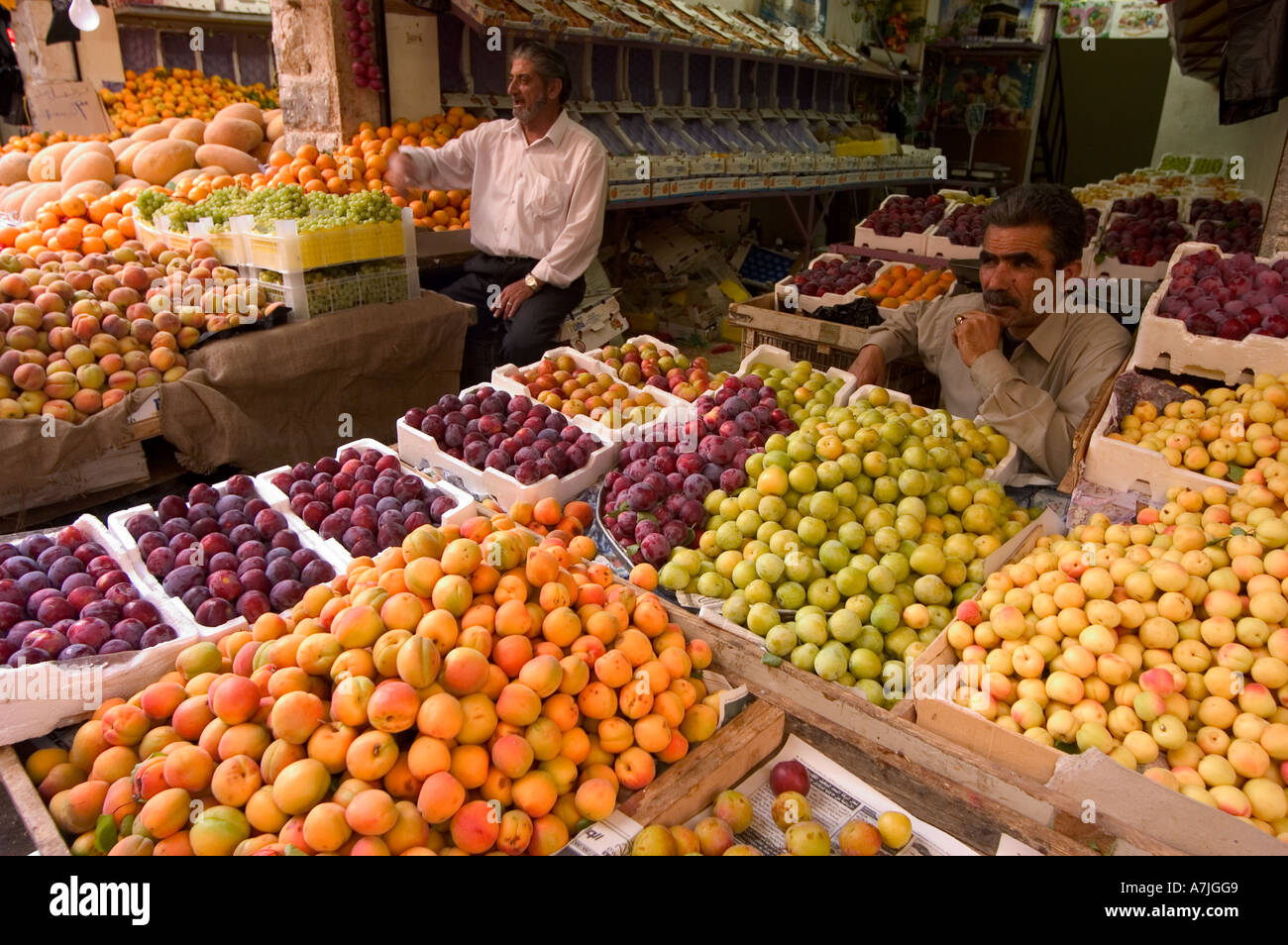 fruit and vegetable market Amman Jordan Middle East Stock Photo Alamy