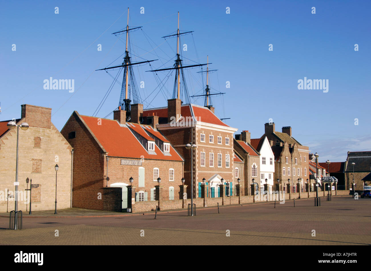 Hartlepool Historic Quay and masts of HMS Stock Photo Alamy