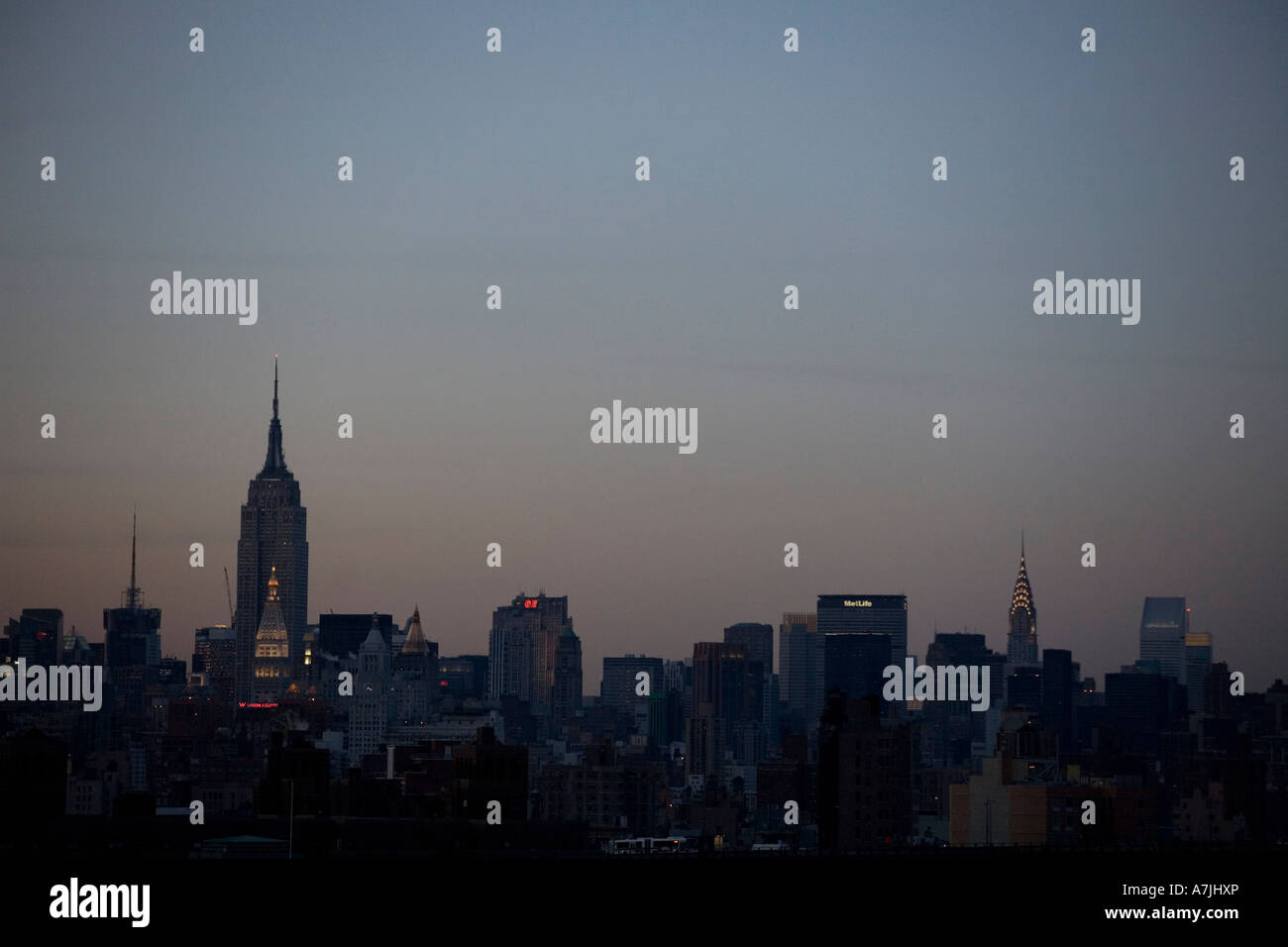 New York City skyline at dusk Stock Photo - Alamy