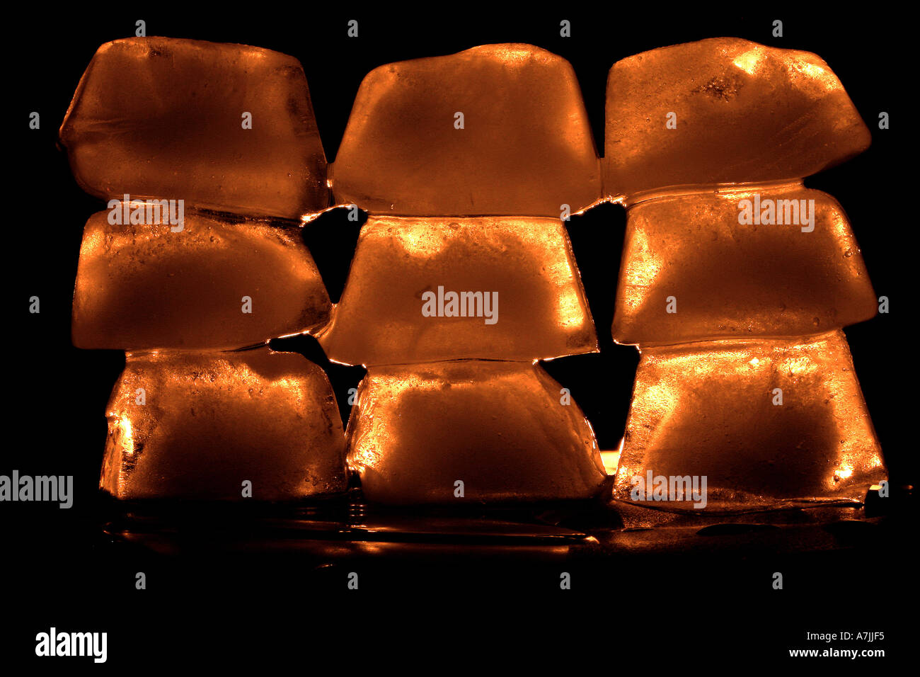 macro abstract ice cold warm glow glowing cubes stacks stacked melt ...