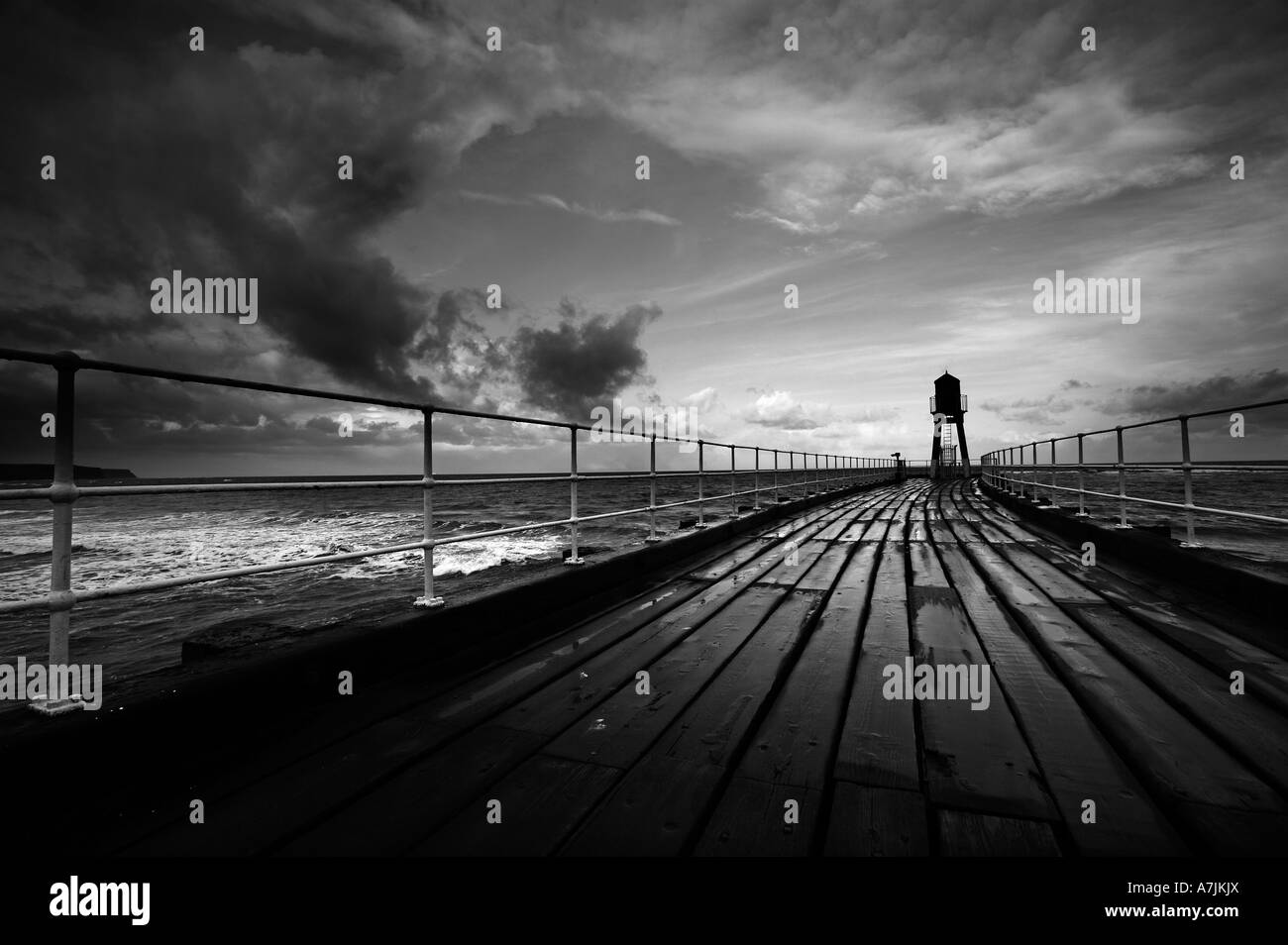 Breakwater railings Black and White Stock Photos & Images - Alamy