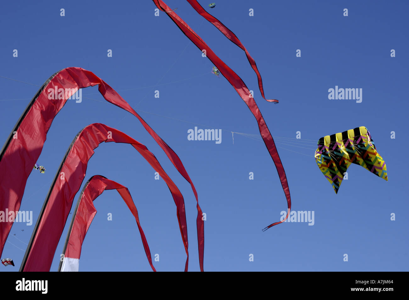 Marseille kites flying in the sky at the wind fiesta on prado beaches Stock Photo