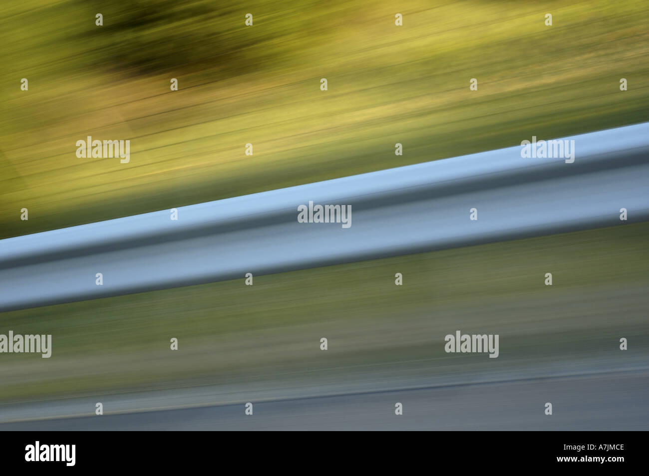 Side view from a speeding car on a highway Stock Photo