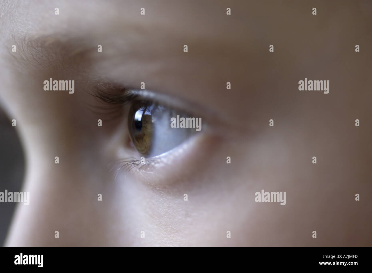 Little girl eye close up with eyes looking away Stock Photo Alamy