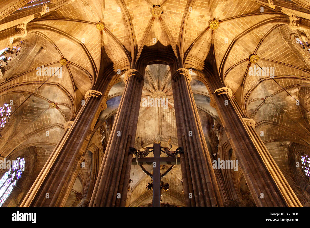 Inside the Gothic Cathedral of Santa Eulalia Barcelona 17 Stock Photo