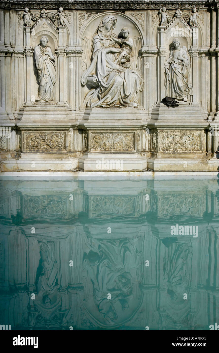 The Fonte Gaia fountain found in Piazza del Campo Siena Italy Stock Photo