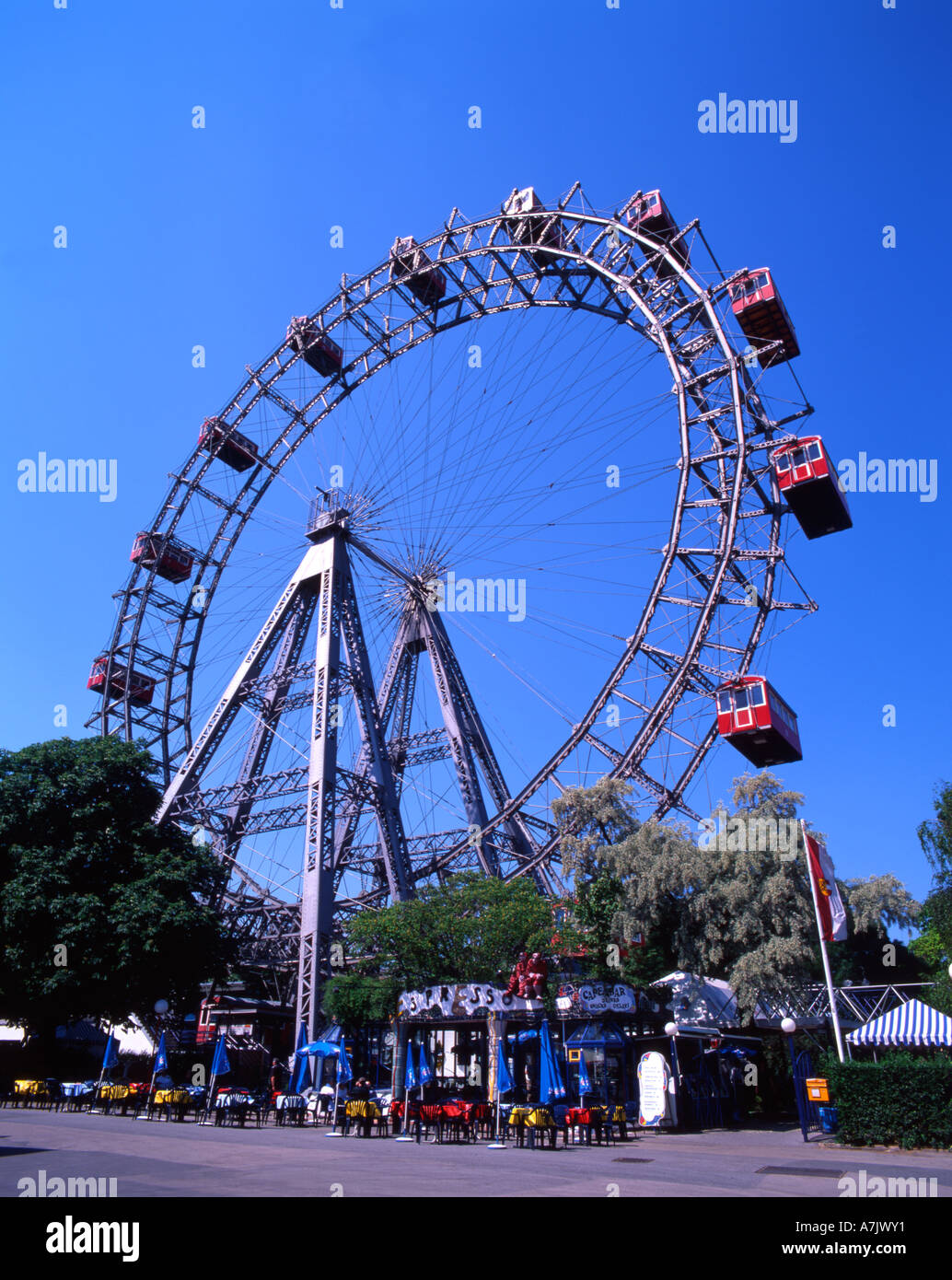 Giant Ferris Wheel or Riesenrad in Vienna, Austria. Stock Photo