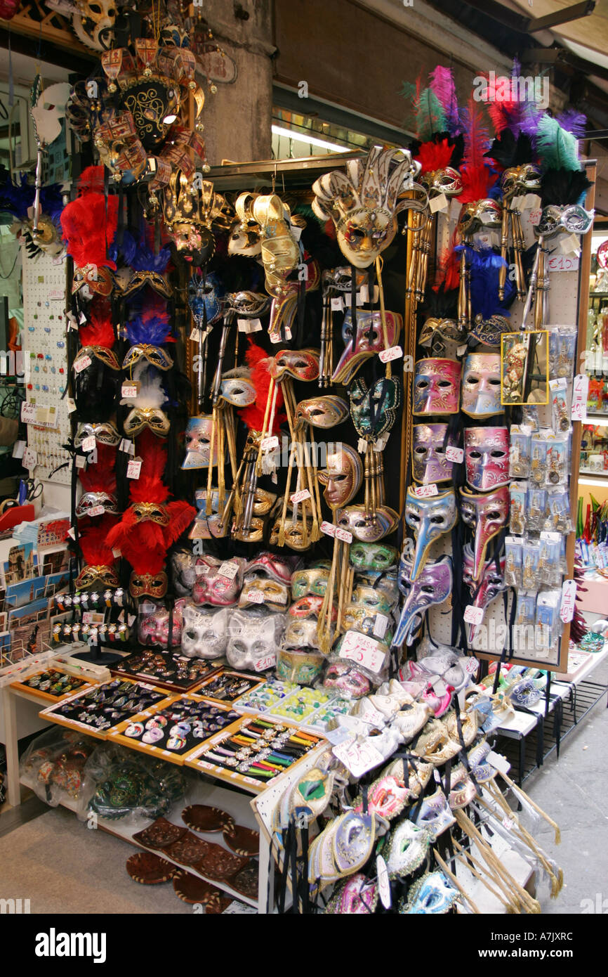 Typical evocative Venetian tourist souvenir shop full with bright ...