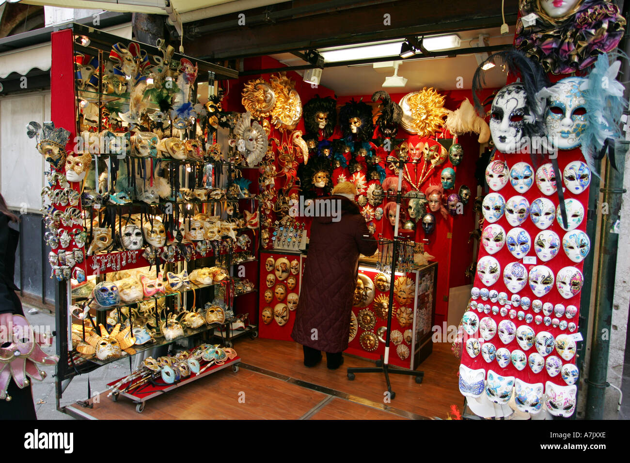 Bright colourful Venice tourist souvenir shop near the rialto Bridge
