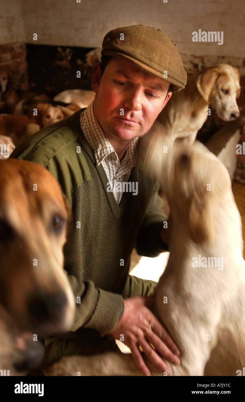 THE AVON VALE HUNT WILTSHIRE UK KENNEL HUNTSMAN MALCOLM SCOBIE AT THEIR