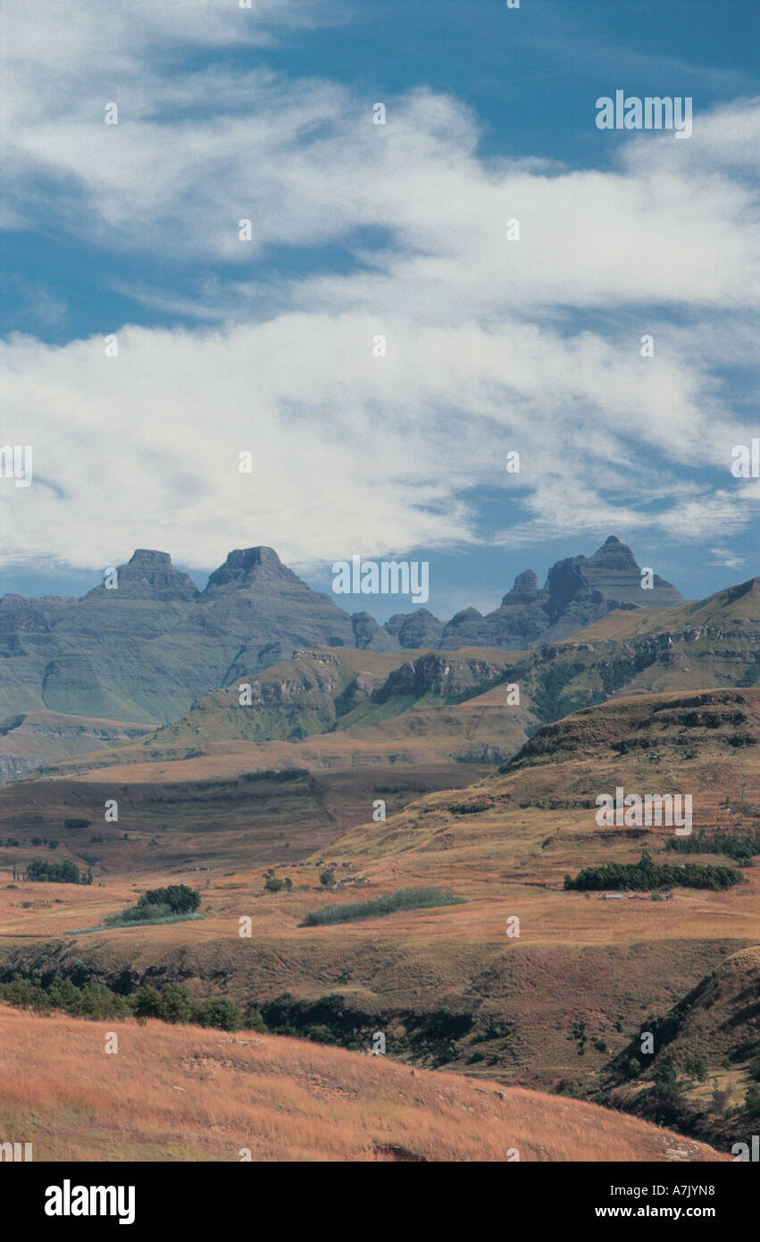 Cathedral Peak and other Drakensberg Mountains from near Cathedral Peak ...
