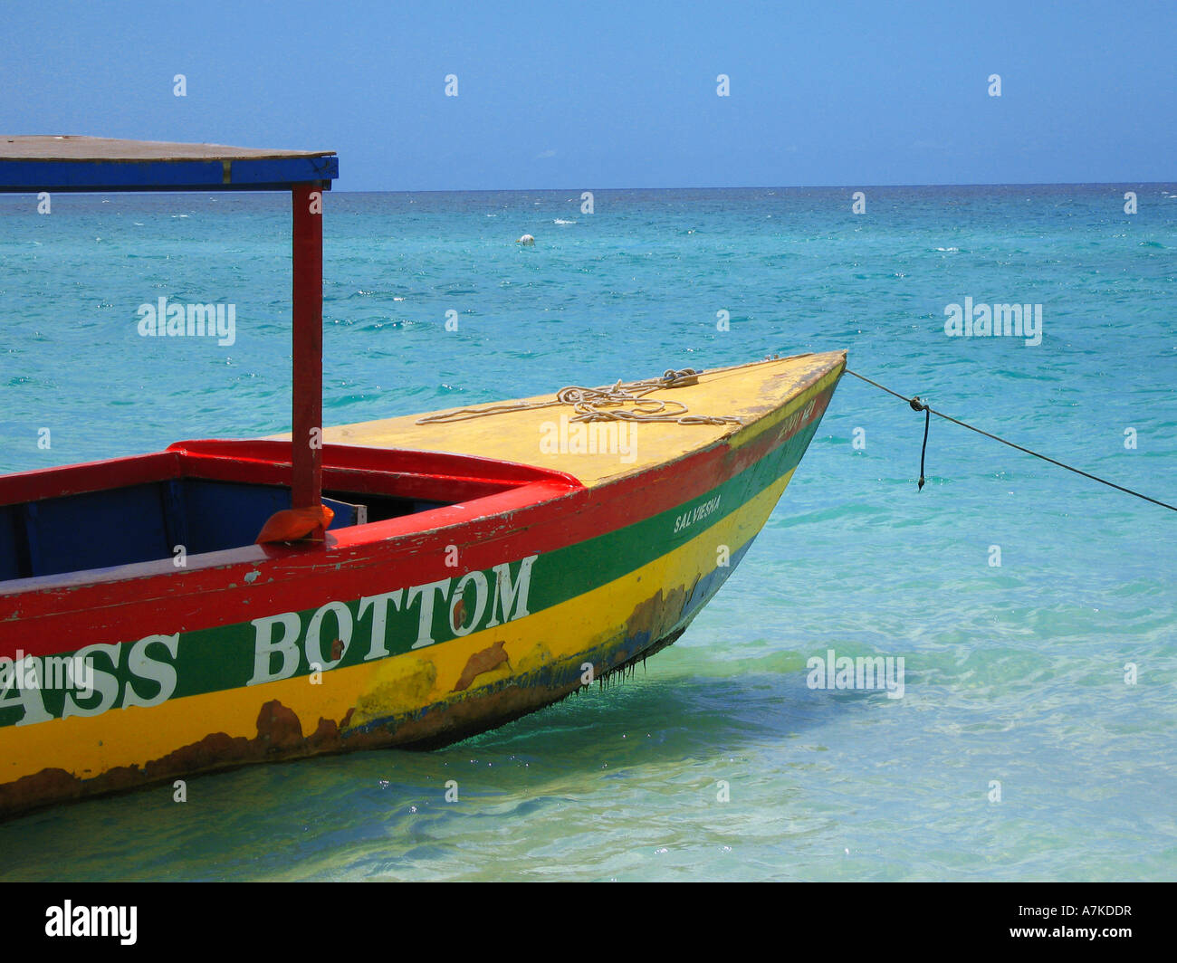Glass bottom boat Negril Jamaica Stock Photo Alamy