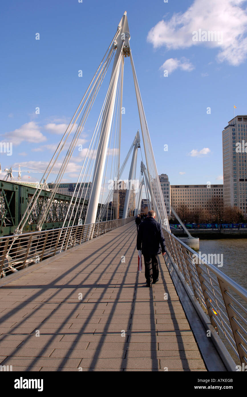 The Hungerford Pedestrian Bridge across the Thames in Central London. Stock Photo
