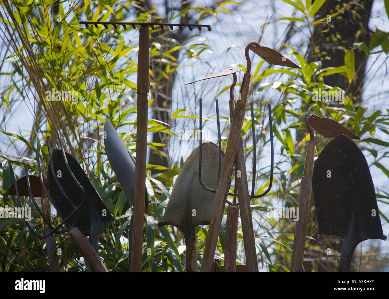 Gardening tools on display Stock Photo Alamy