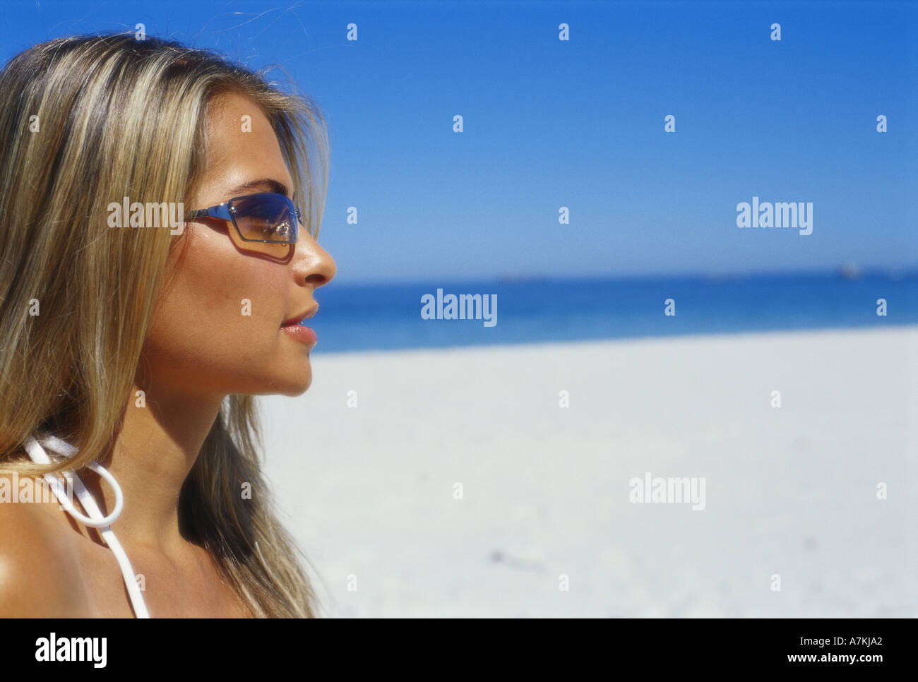 Beach Rode Side Profile Side profile of a young woman on the beach Stock Photo - Alamy