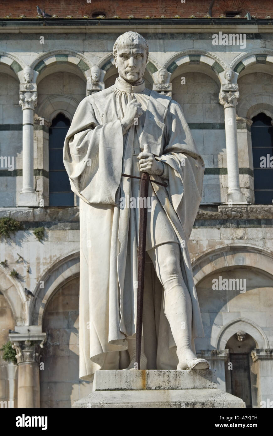 Lucca, Tuscany, Italy. Statue of Francesco Burlamacchi in front of
