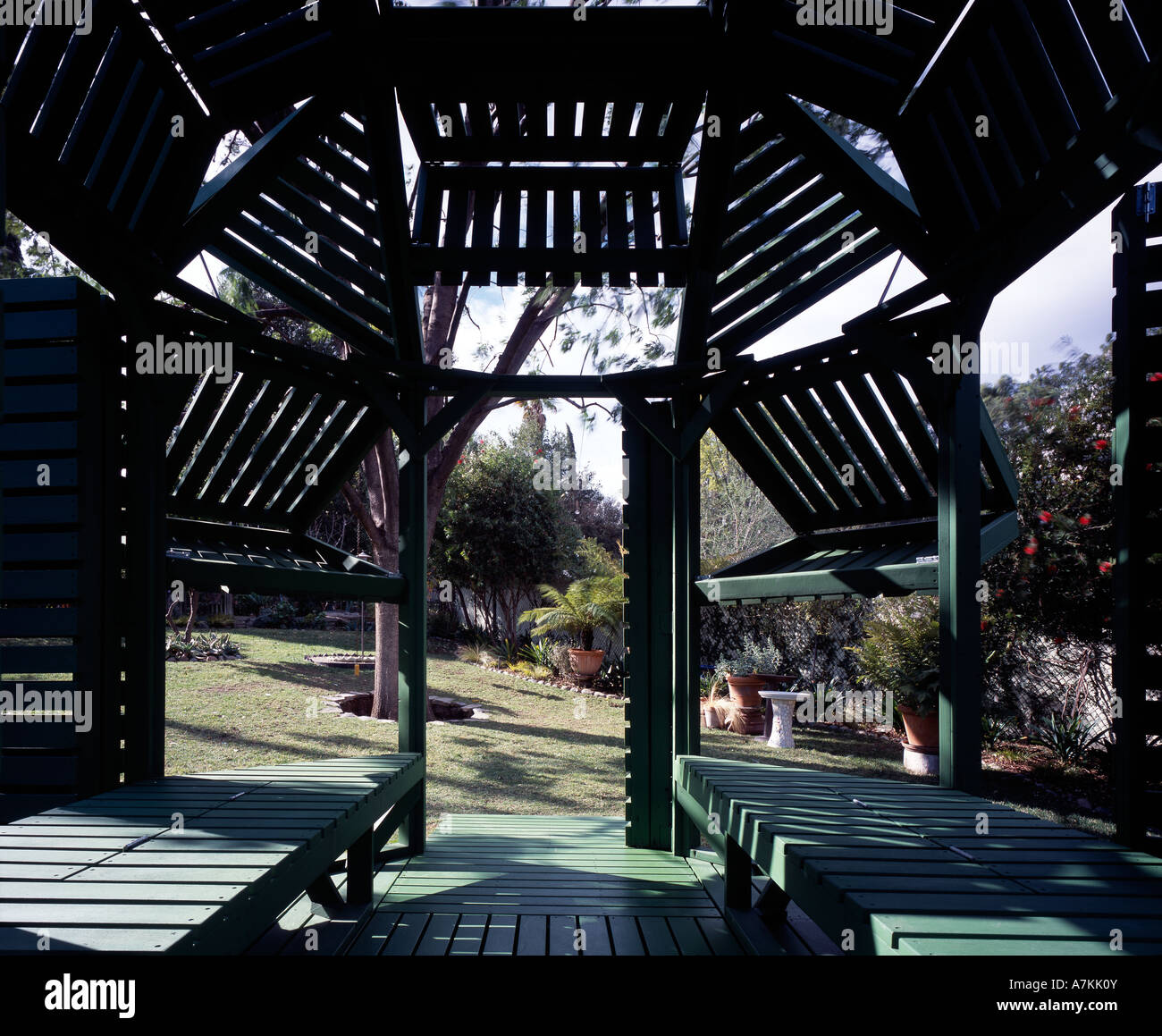 garden pool pavilion architect michael jantzen stock photo 11863610