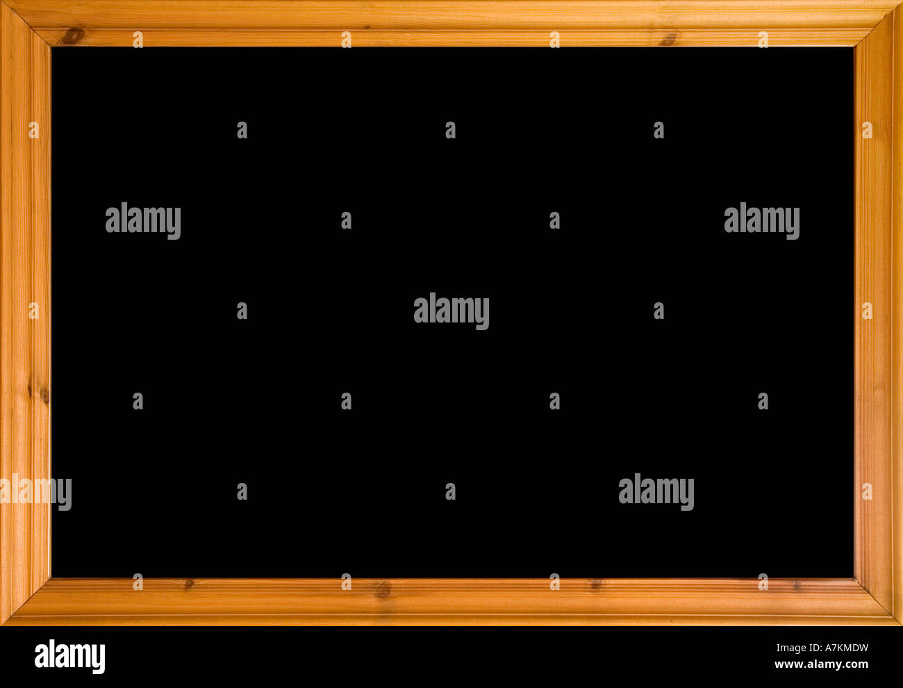 Wooden frame with black isolated area. Could also be used as a school blackboard. Stock Photo