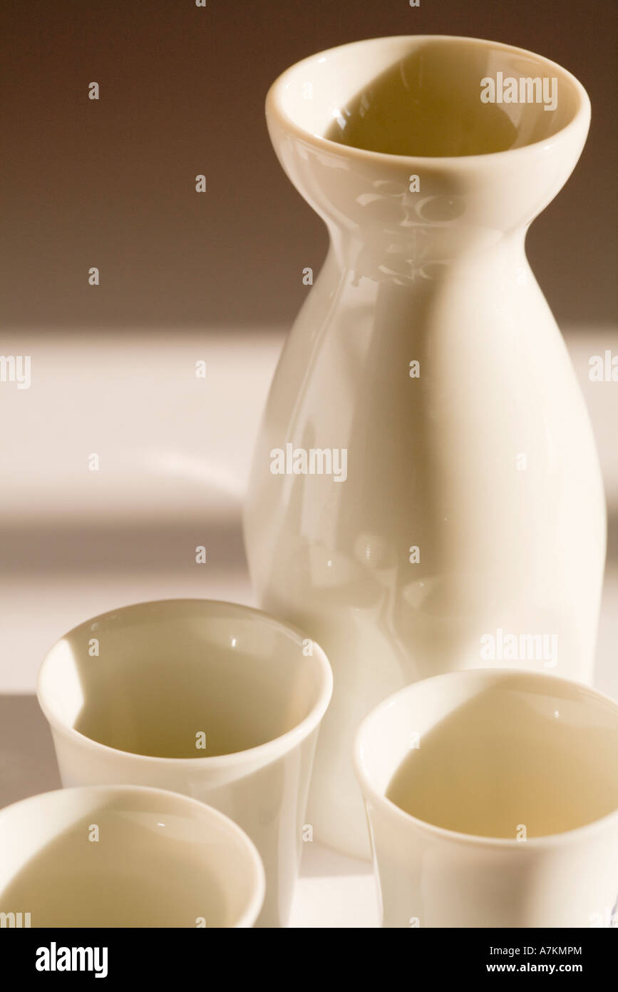Sake serving set with copy space Stock Photo Alamy