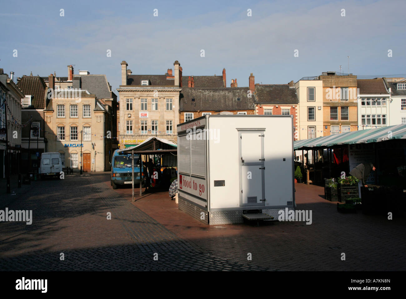 Northampton City Centre early morning market square few people town centre england uk gb Stock Photo